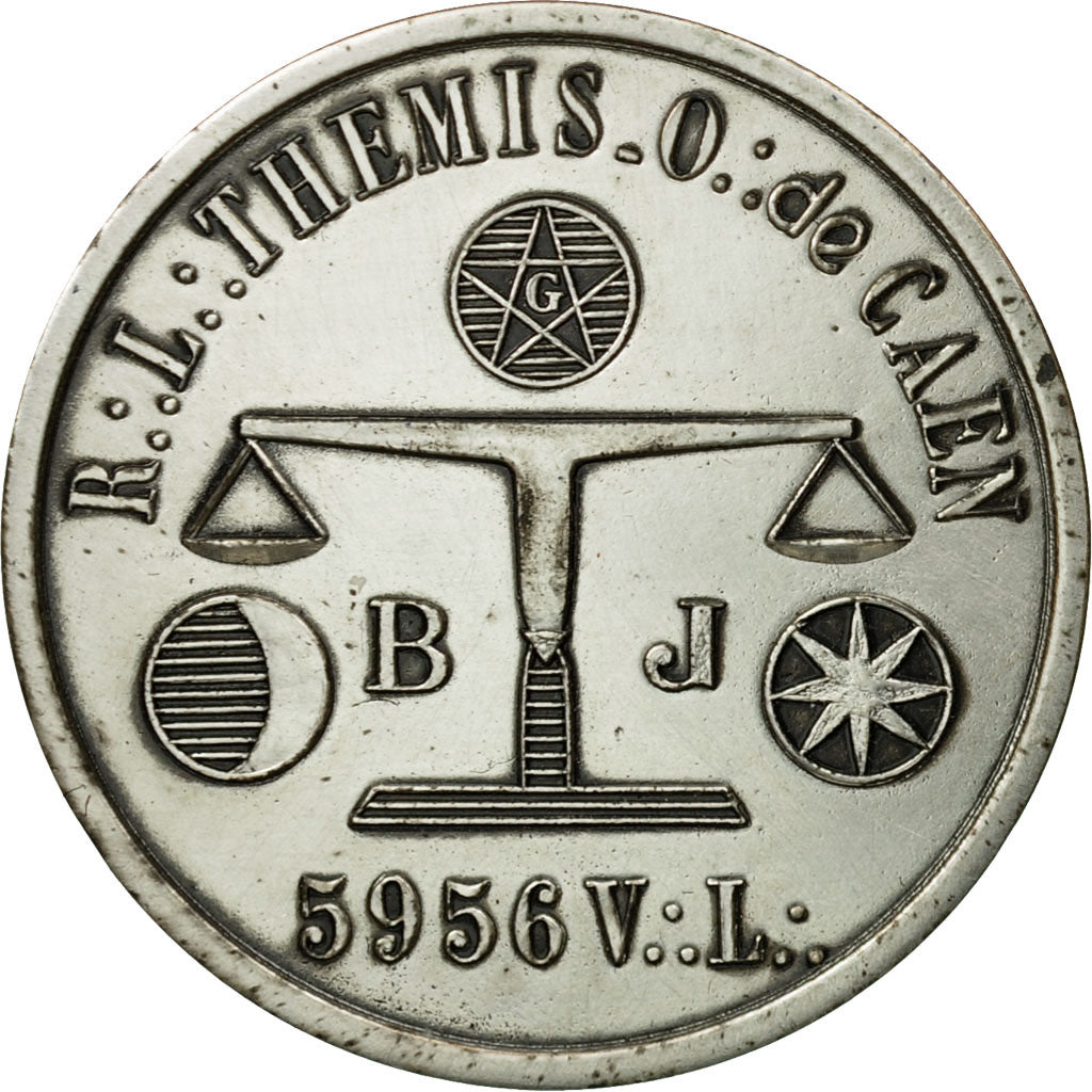 Francia, Token, Masonic, Loge Thémis, Orient de Caen, Restrike, SPL-, Bronzo