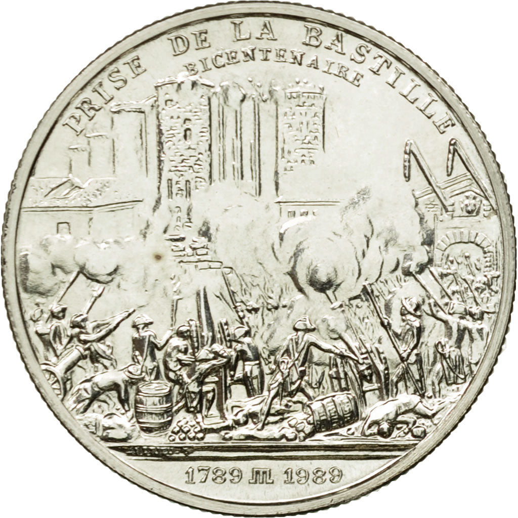 France, Medal, Bicentenaire de la Prise de la Bastille, 1989, MS(64), Silver
