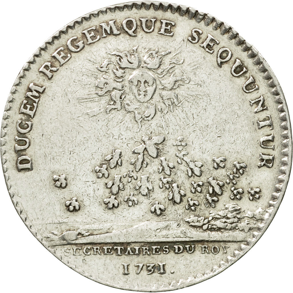Francia, Token, Louis XV, Secrétaires du Roi, 1731, Duvivier, BB+, Argento