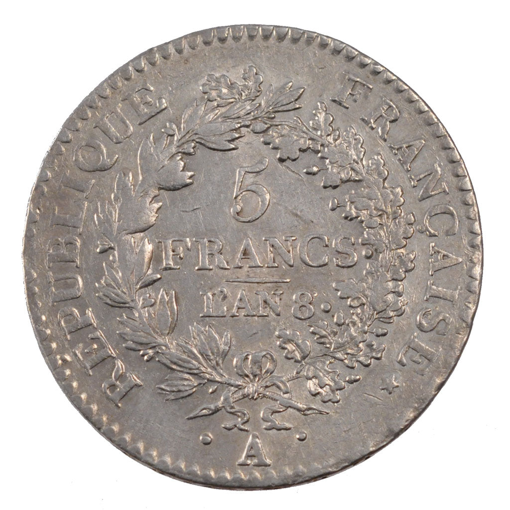 FRANCE, Union et Force, 5 Francs, 1799, Paris, KM #639.1, MS(60-62), Silver,...