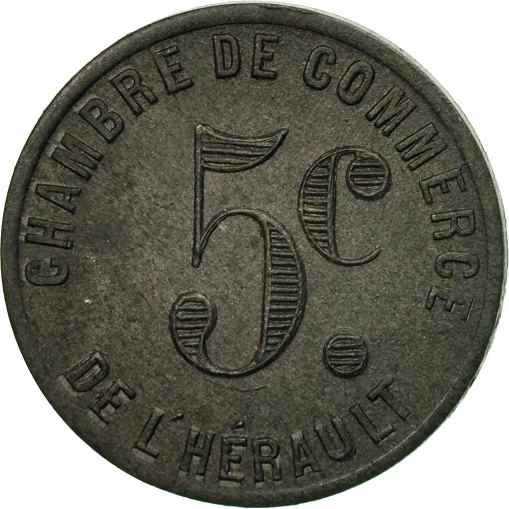 France, Jeton, Nécessité, 5 Centimes Chambre de Commerce de l'Hérault, SUP