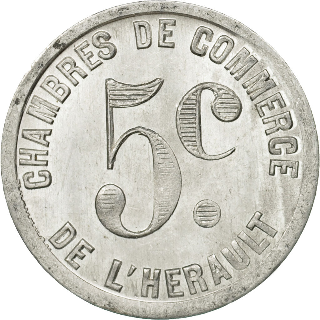 Francia, Token, Nécessité, 5 Centimes Chambre de Commerce de l'Hérault, SPL-