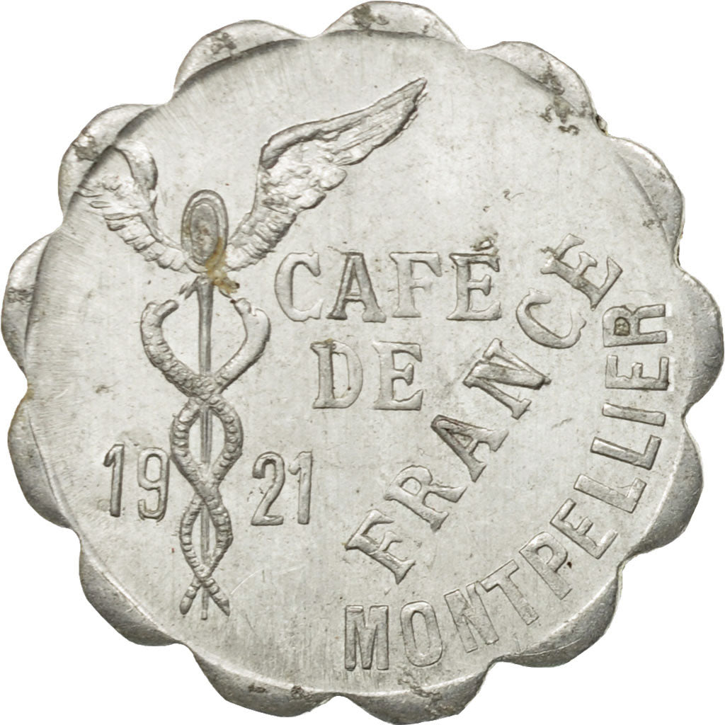 Francia, Token, Nécessité, 10 Centimes, Café de France, Montpellier, 1921