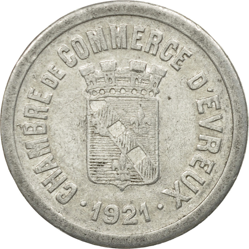 France, Jeton, Nécessité, 10 Centimes Chambre de Commerce d'Evreux, 1921