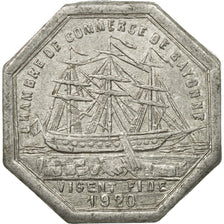 France, Jeton, 10 Centimes, Chambre de commerce de Bayonne, 1920, TTB+