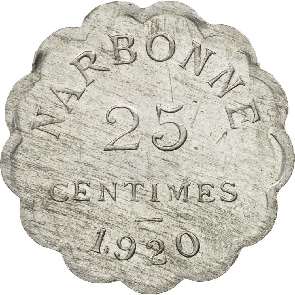 France, Token, 25 Centimes, Chambre de Commerce de Narbonne, 1920, AU(50-53)