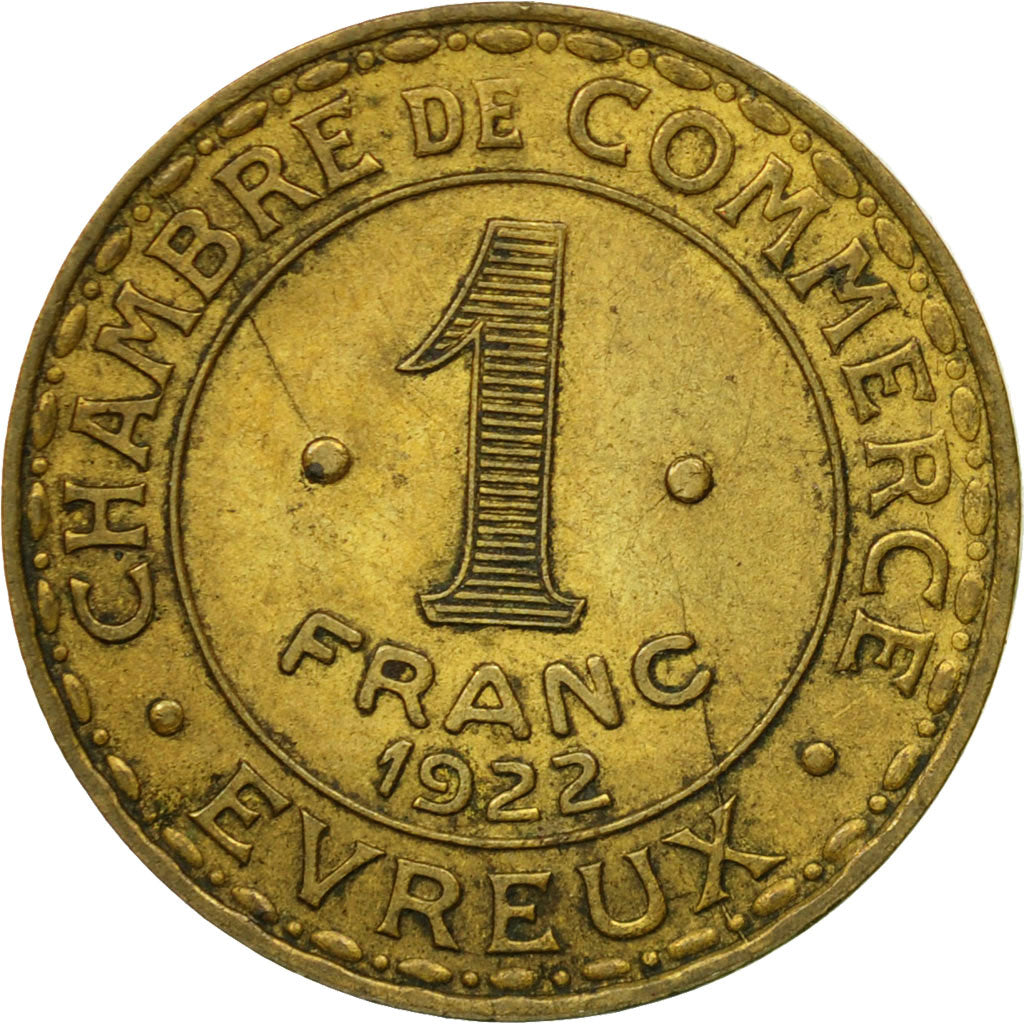 France, Token, Nécessité, 1 Franc Chambre de Commerce d'Evreux, 1922