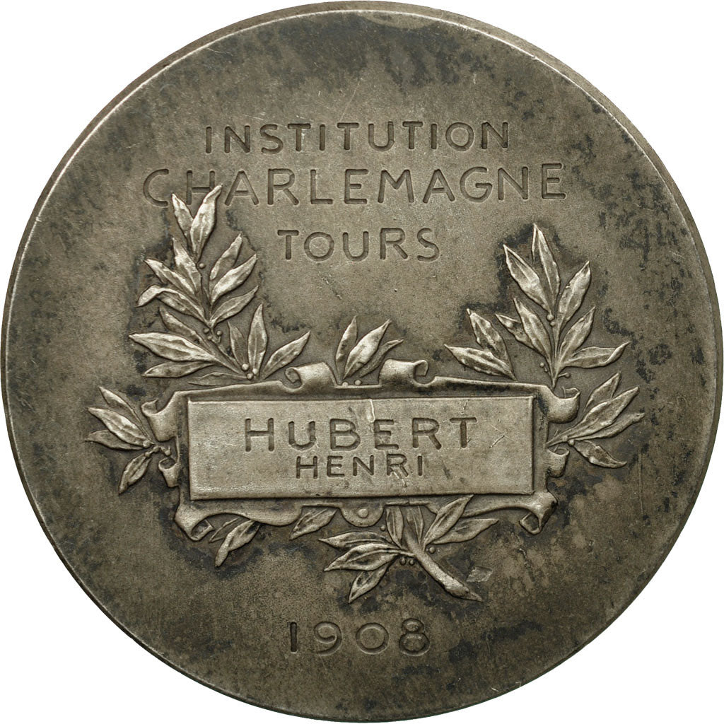 Francia, medaglia, Institution Charlemagne Tours, 1908, Dubois.H, BB, Argento