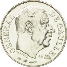 France, Medal, Général De Gaulle, 1980, Santucci, MS(64), Silver