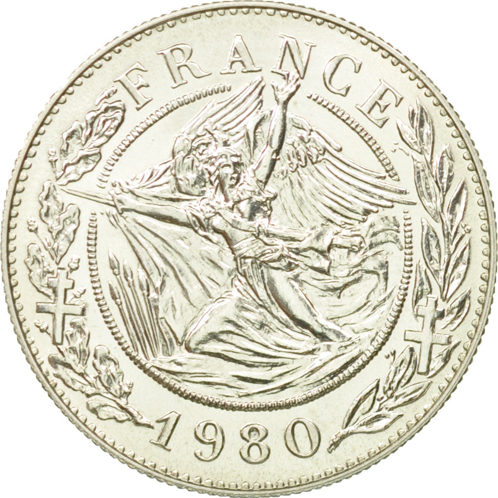 France, Medal, Général De Gaulle, 1980, Santucci, MS(64), Silver