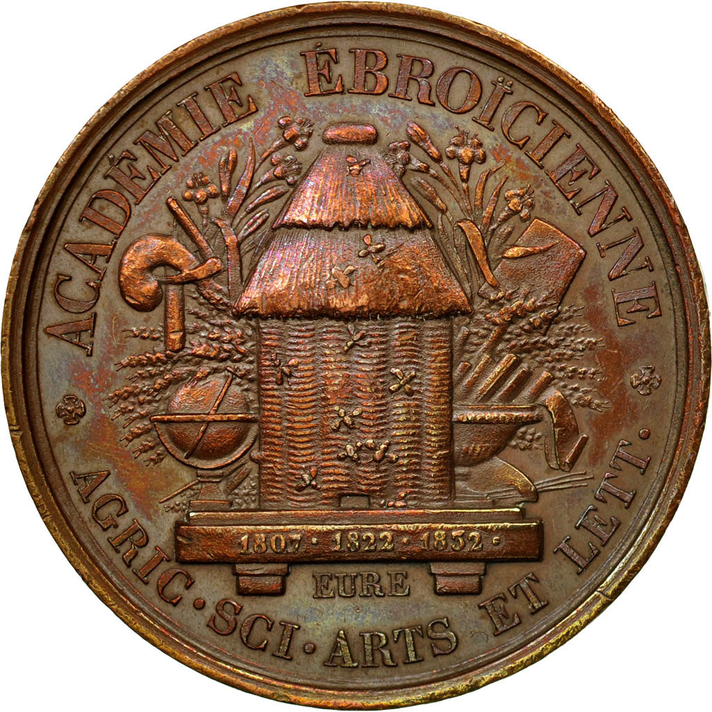 Frankreich, Medaille, Louis XVIII, Académie Ebroïcienne, 1832, Petit, VZ