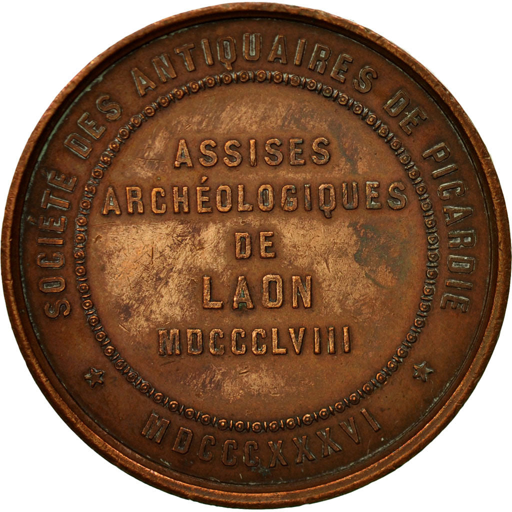 Francia, medaglia, Assises Archéologiques de Laon, Picardie, 1836, Dubois, BB+
