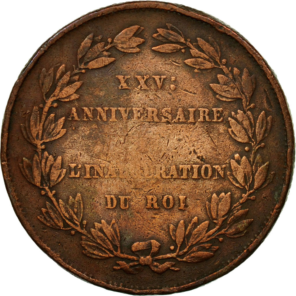 Bélgica, medalla, 25 ème Anniversaire du roi Léopold Ier, 1856, BC+, Cobre