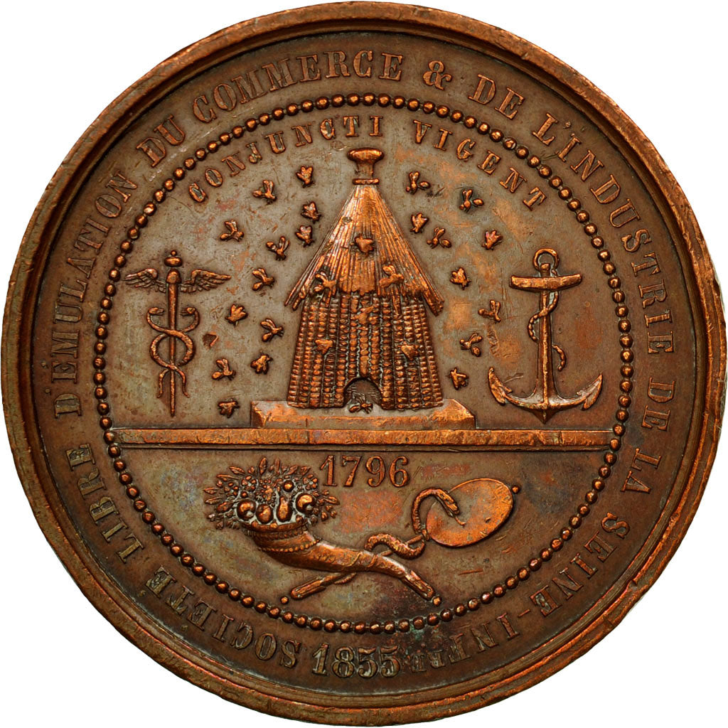 France, Medal, Société d'Emulation, Commerce et Industrie, Seine Inf., 1855