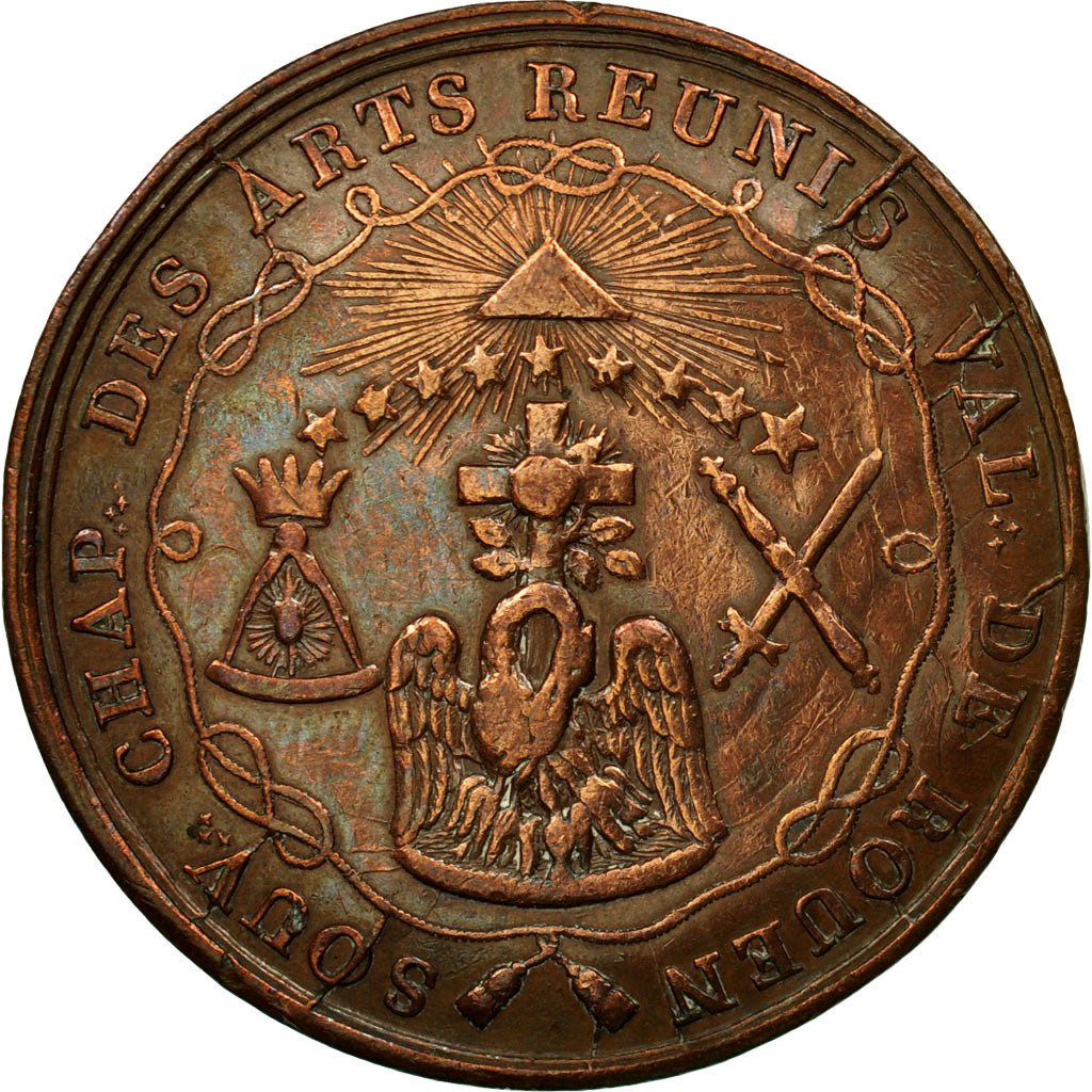 France, Token, Masonic, Orient de Rouen, Loge des Arts Réunis, 1808, EF(40-45)