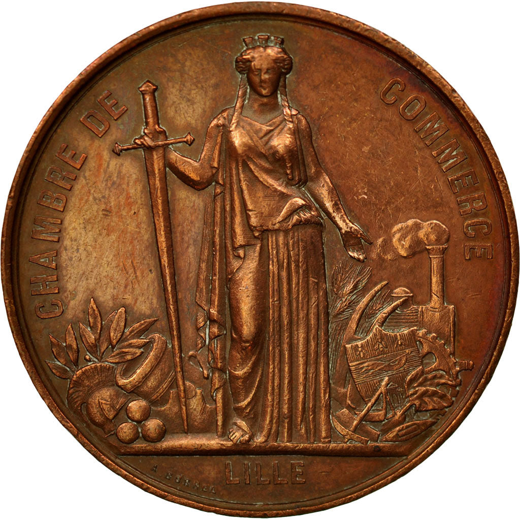 France, Medal, Napoléon III, Visite à Lille, 1867, Borrel, AU(50-53), Copper