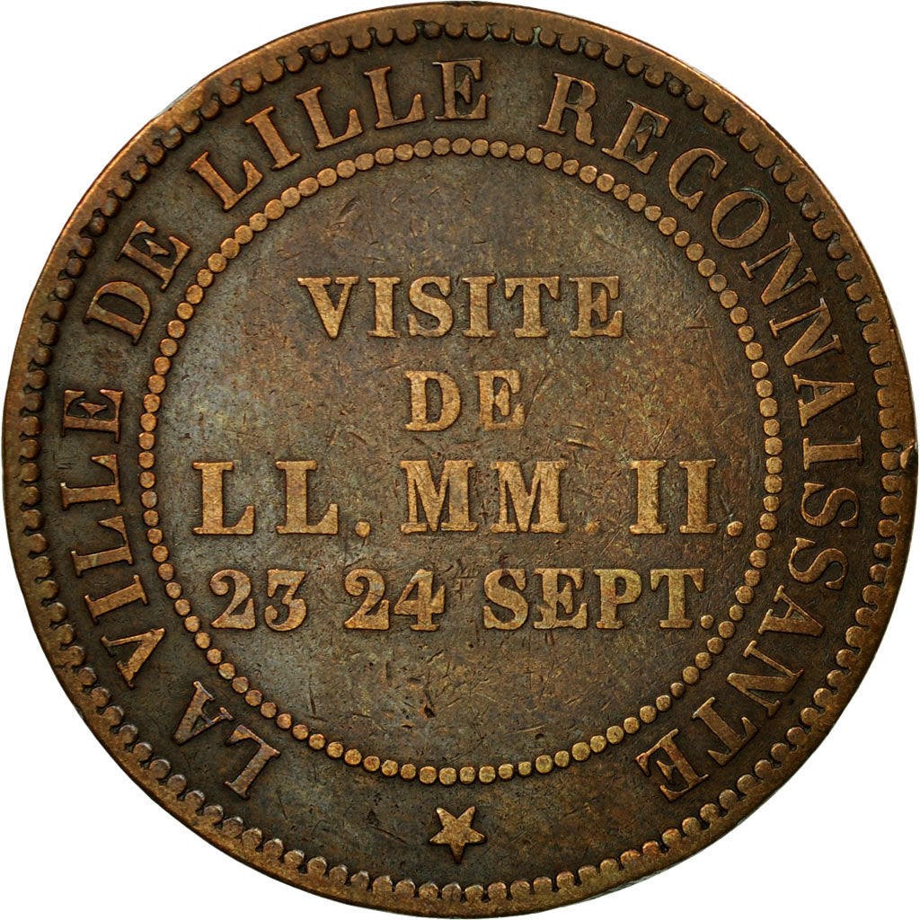 Francia, Token, Visite de Napoléon III à Lille, 1853, Barre, BB, Bronzo
