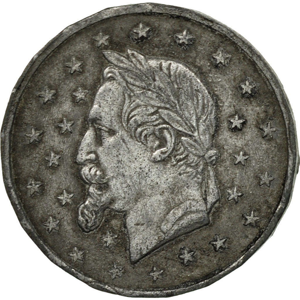 France, Token, Napoléon III et Eugénie, VF(30-35), Aluminium
