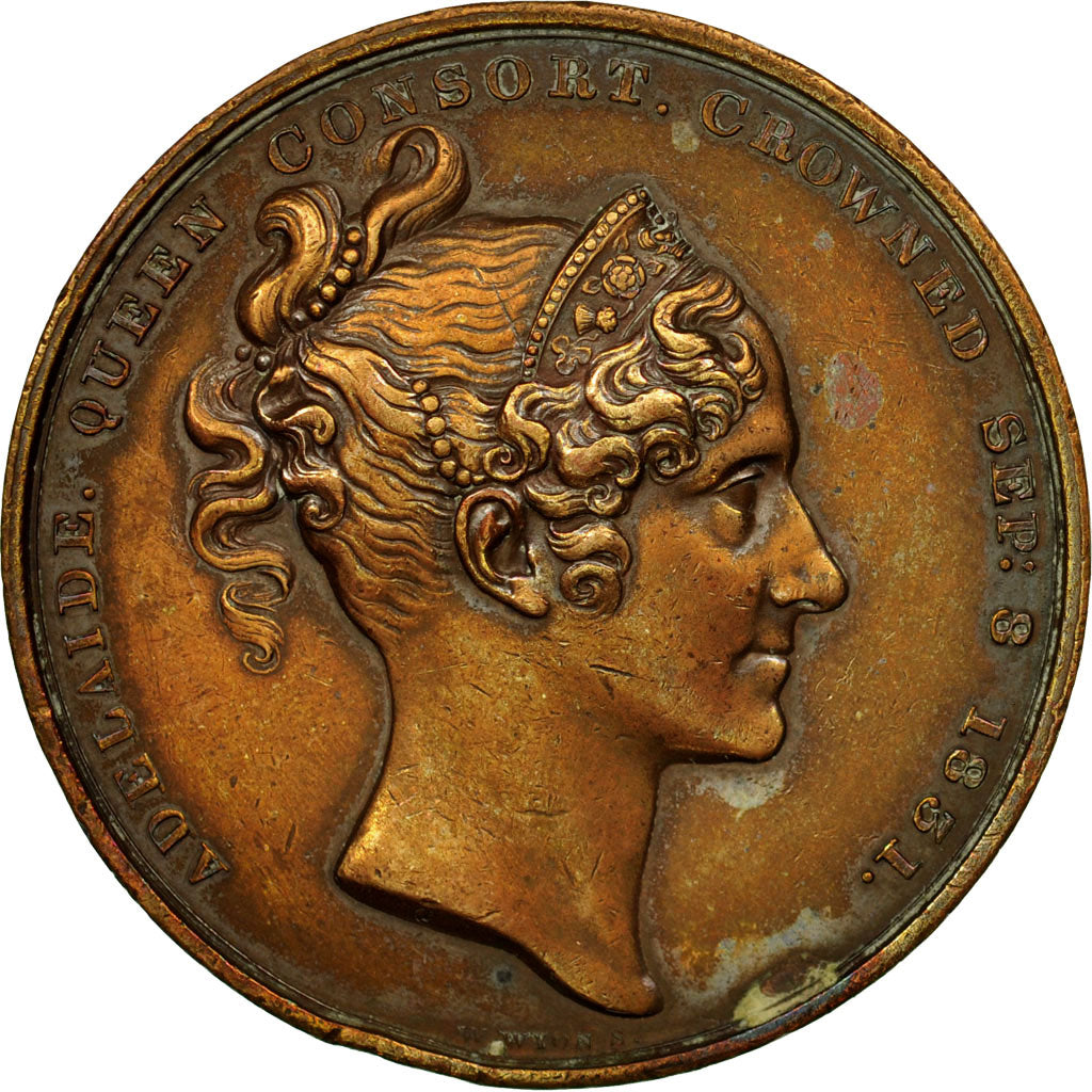 Reino Unido, medalla, Couronnement de William IV, Adélaïde, 1831, Wyon, MBC+