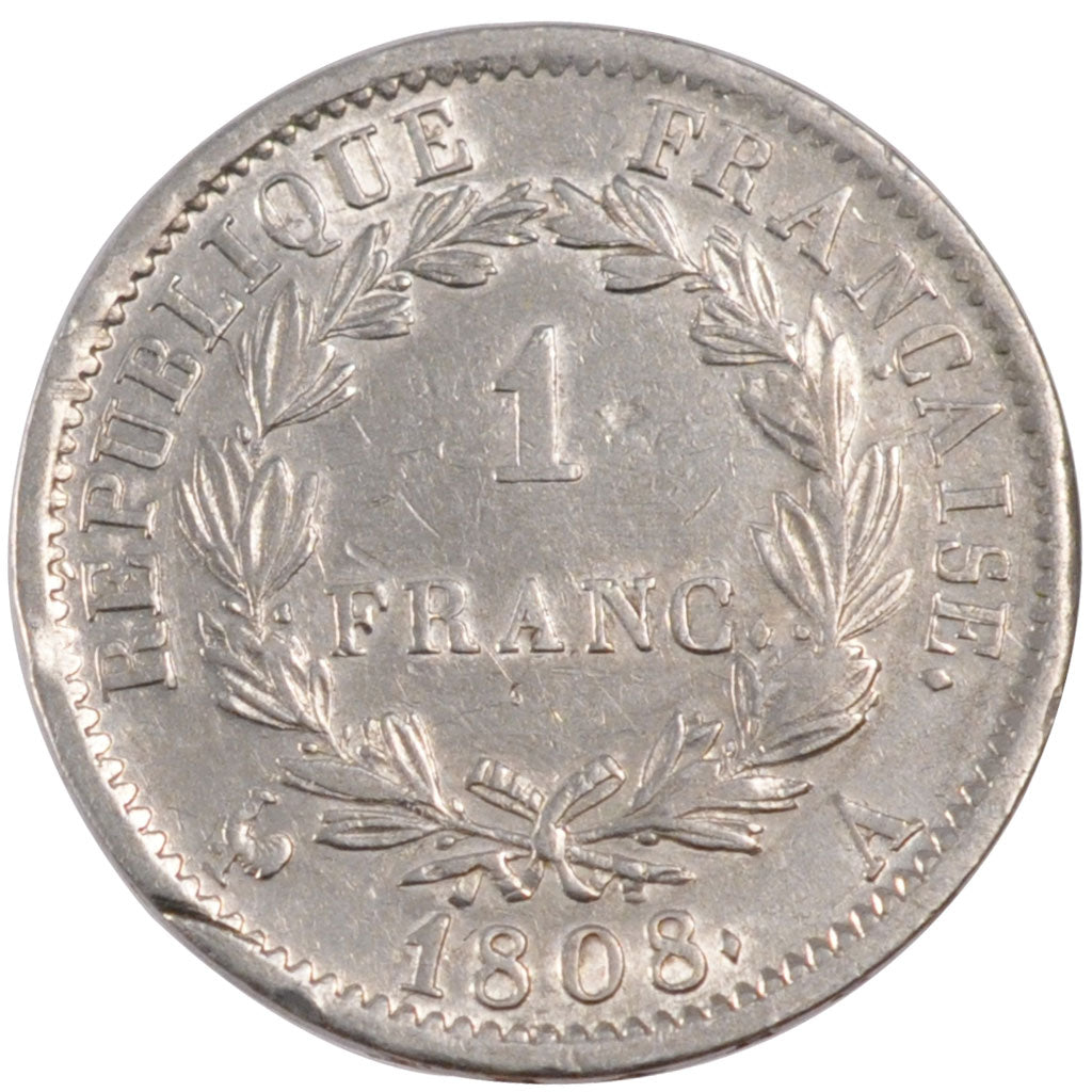 France, Napoléon I, Franc, 1808, Paris, AU(50-53), Silver, KM:682.1, Gadoury...
