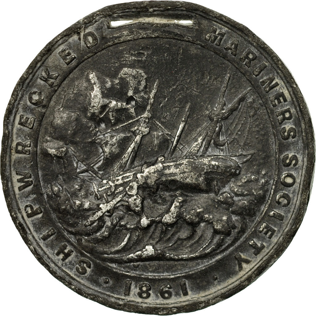 United Kingdom , Medal, Shipwrecked Mariners Society, 1861, VF(30-35), Tin