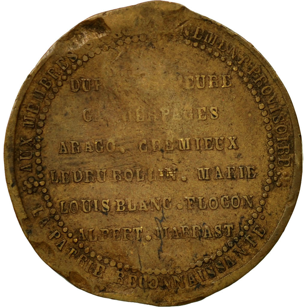 France, Token, Alphonse Lamartine, VF(20-25), Copper