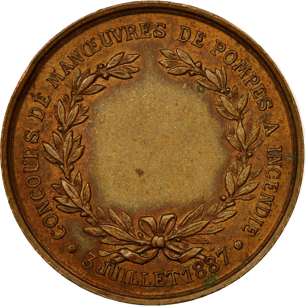 France, Médaille, Concours de Manoeuvre de Pompes à Incendie, Creil, 1887
