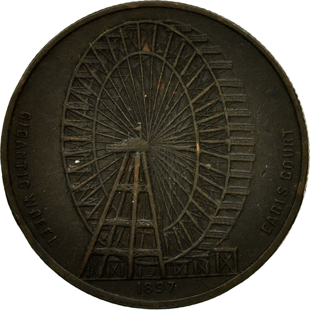 United Kingdom , Token, The Gigantic Wheel, Londres, 1897, EF(40-45), Bronze