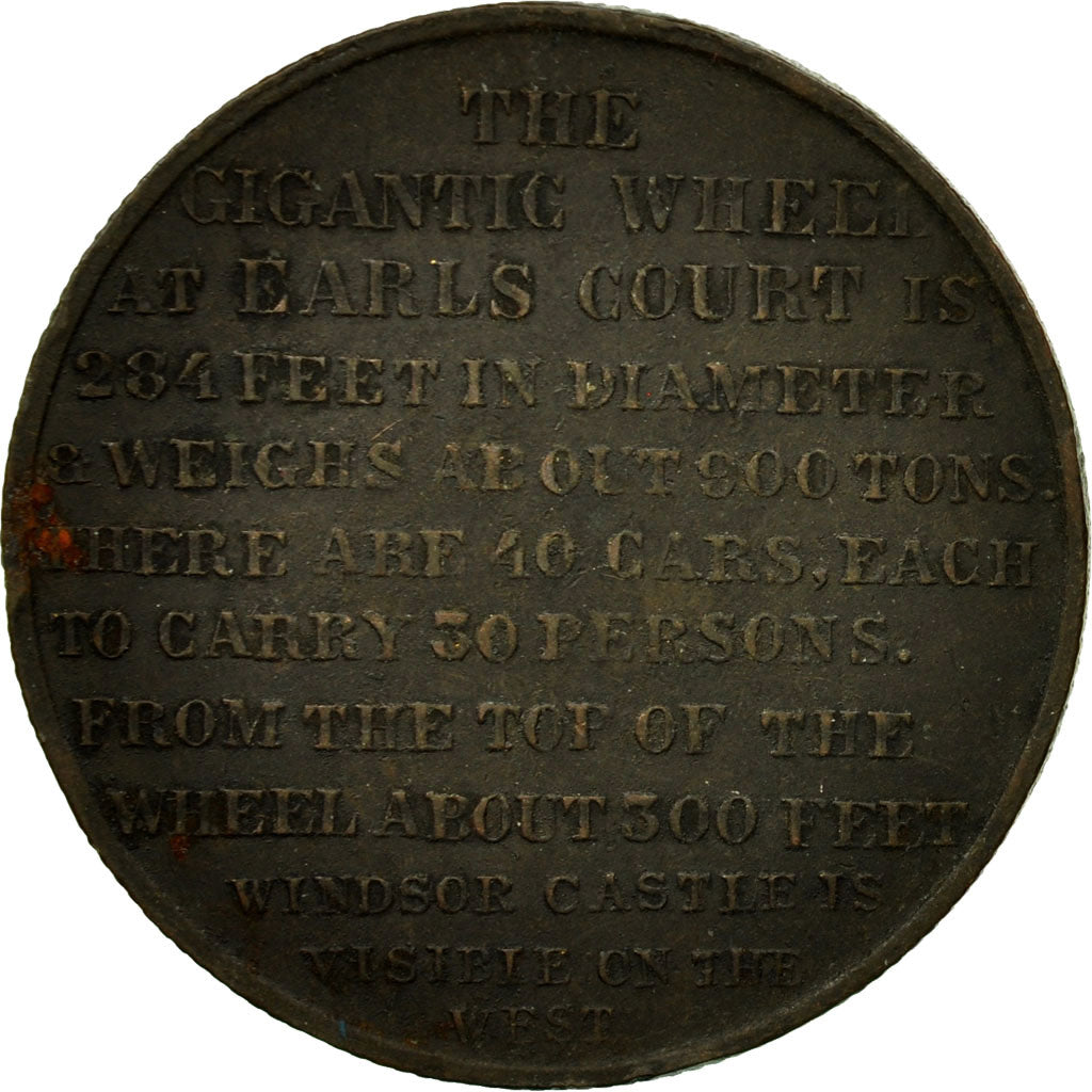 United Kingdom , Token, The Gigantic Wheel, Londres, 1897, EF(40-45), Bronze