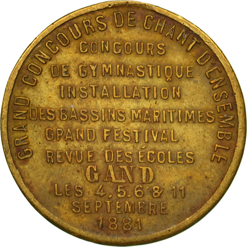Belgium, Token, Leopold II, Grand Concours de Chant d'Ensemble, Gand, 1881
