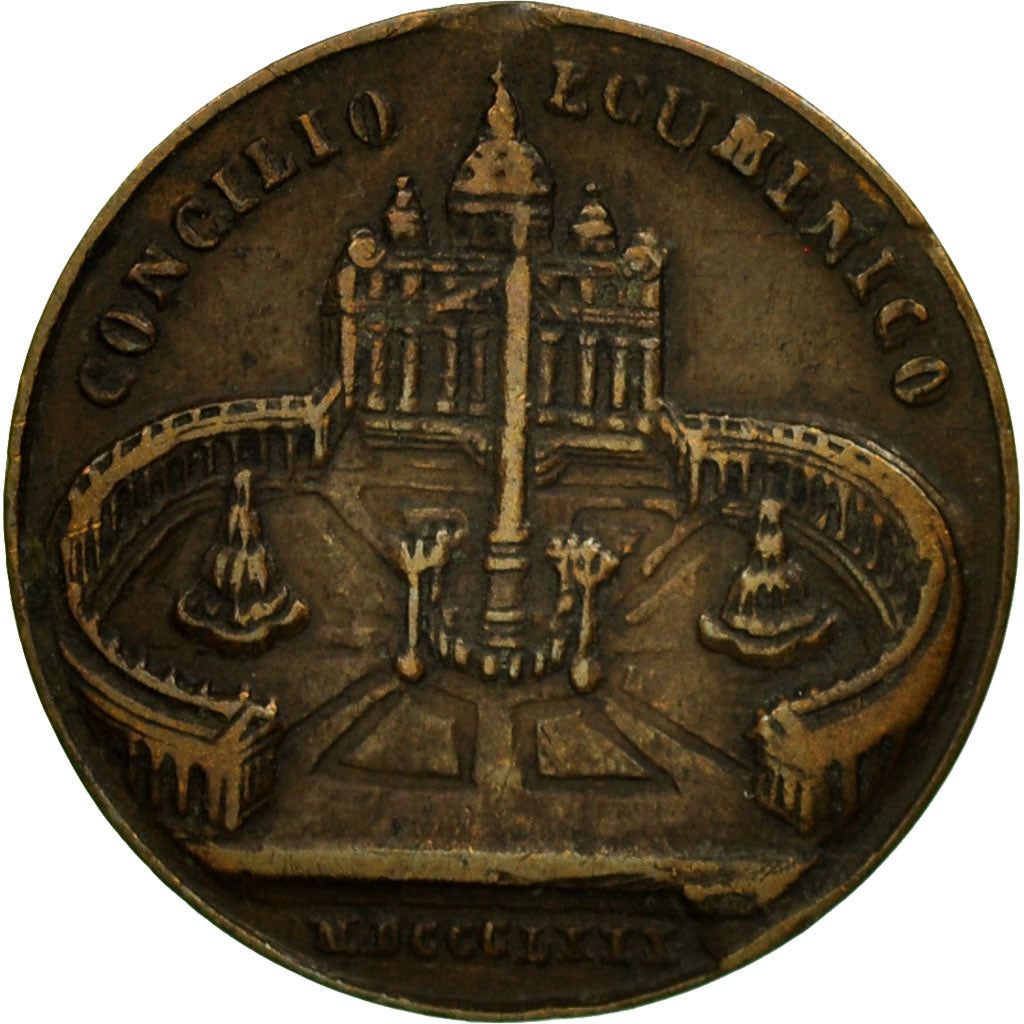 Vatican, Token, Pie IX, Concile Oecuménique de Rome, 1869, EF(40-45), Copper