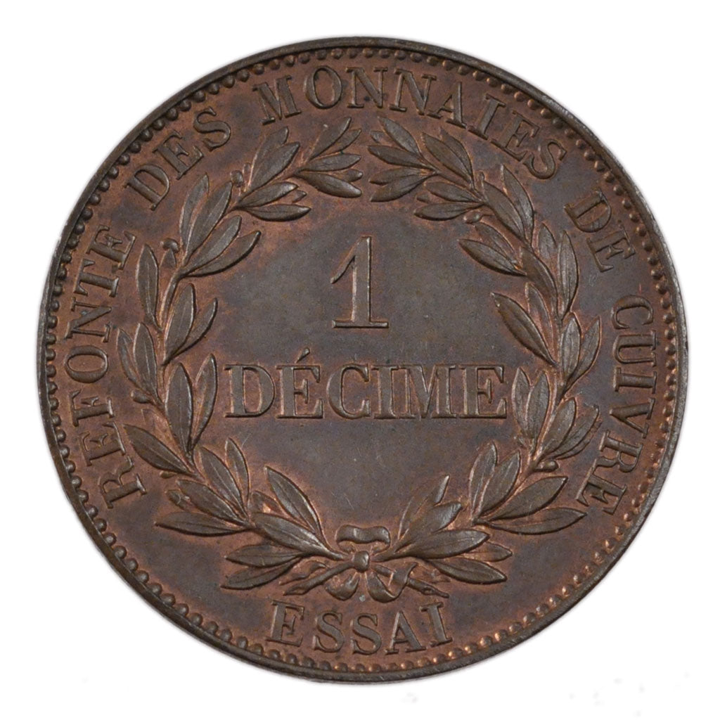 FRANCE, 1 Décime, 1840, Paris, MS(65-70), Bronze, Gadoury #212, 9.70