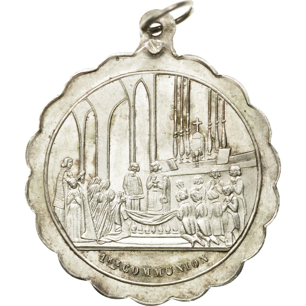 France, Medal, Religion, 1ère Communion, 1876, AU(55-58), Silver