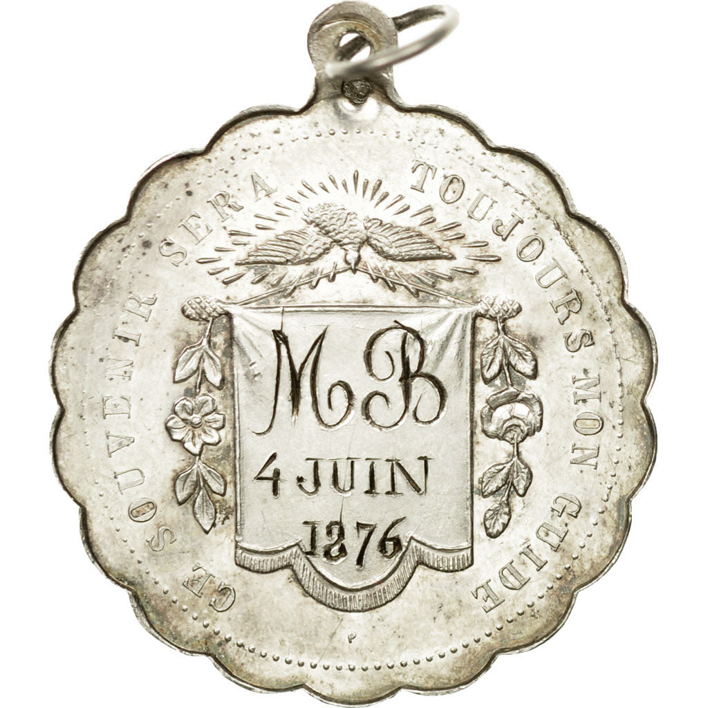 France, Medal, Religion, 1ère Communion, 1876, AU(55-58), Silver
