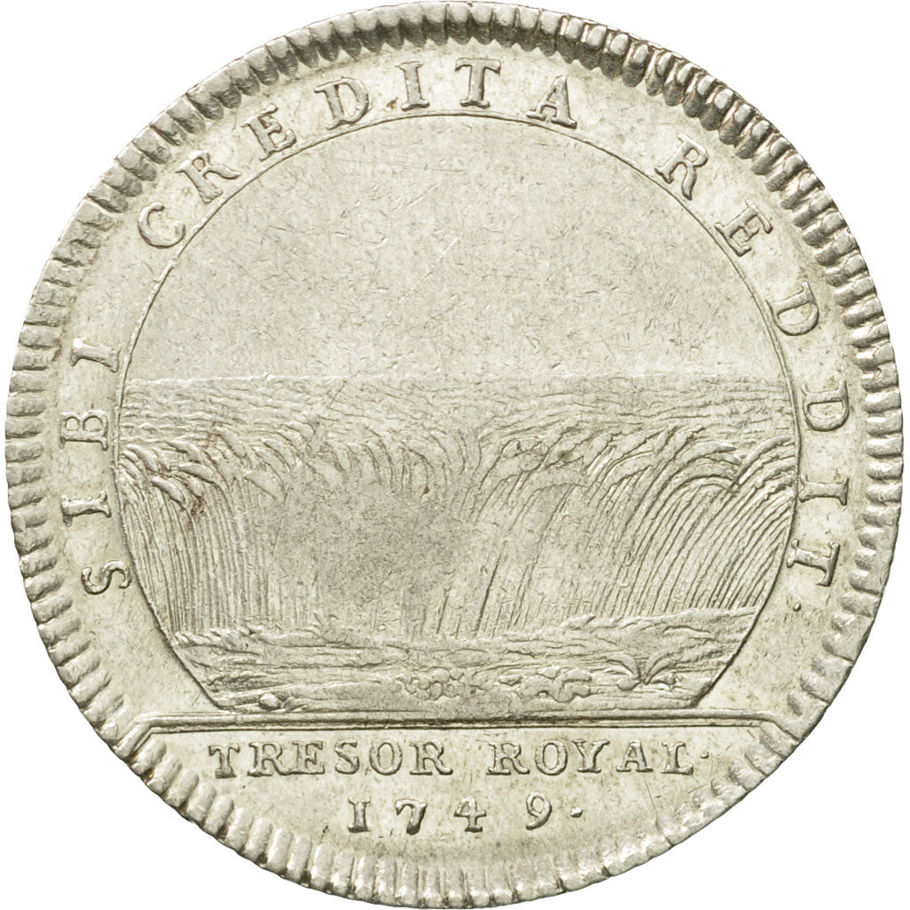 France, Token, Louis XV, Trésor Royal, 1749, AU(50-53), Silver