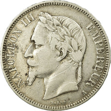 Moneda, Francia, Napoleon III, Napoléon III, 5 Francs, 1866, Paris, BC+, Plata