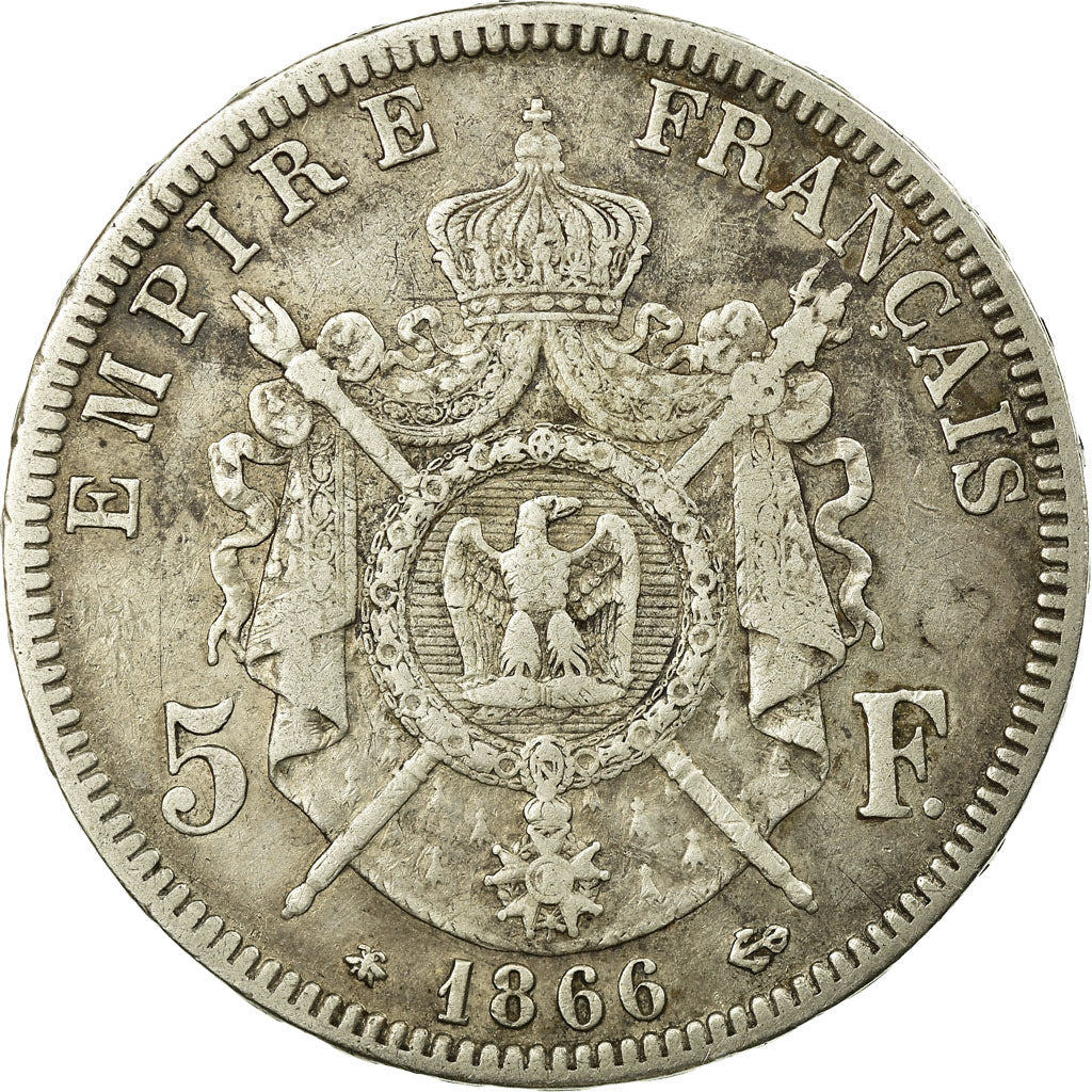 Coin, France, Napoleon III, Napoléon III, 5 Francs, 1866, Paris, VF(30-35)
