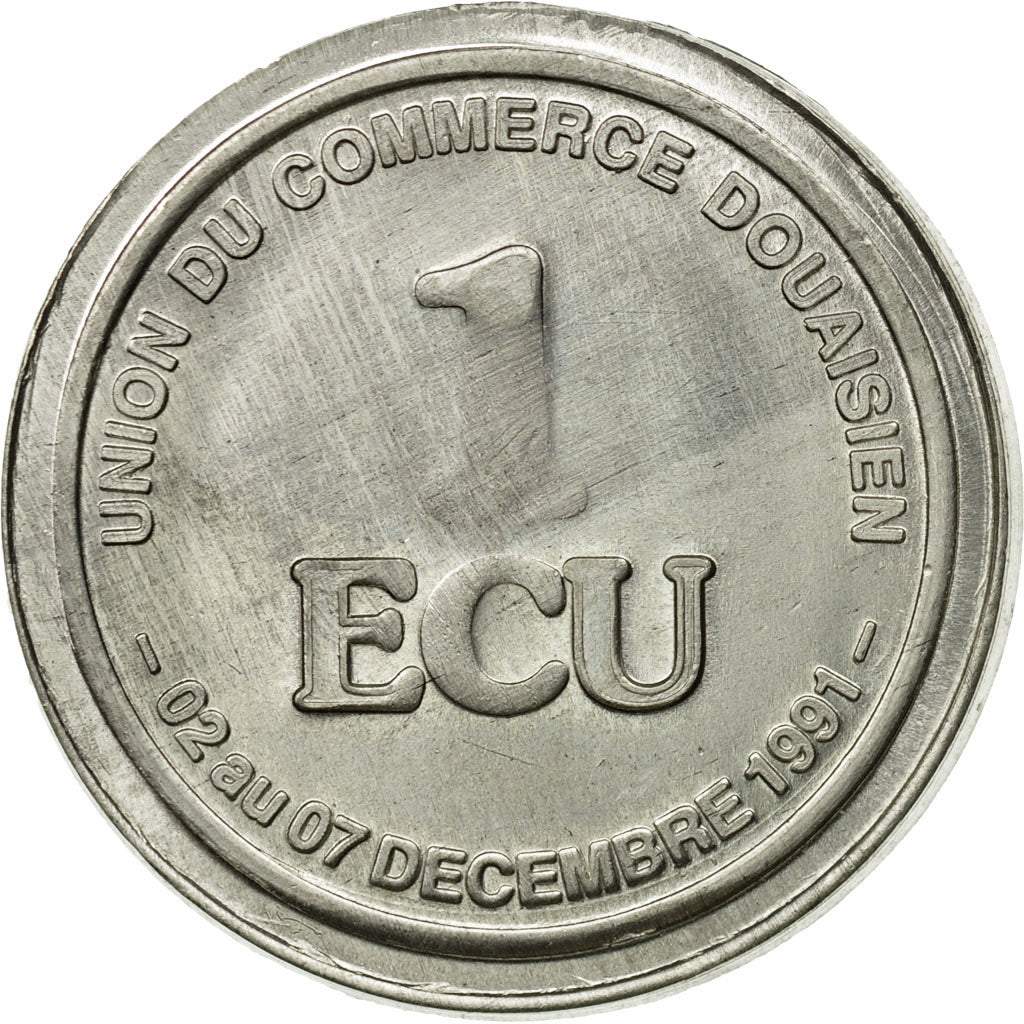 France, Token, Ecu, Union du Commerce Douaisien, 1991, MS(60-62), Base Metal