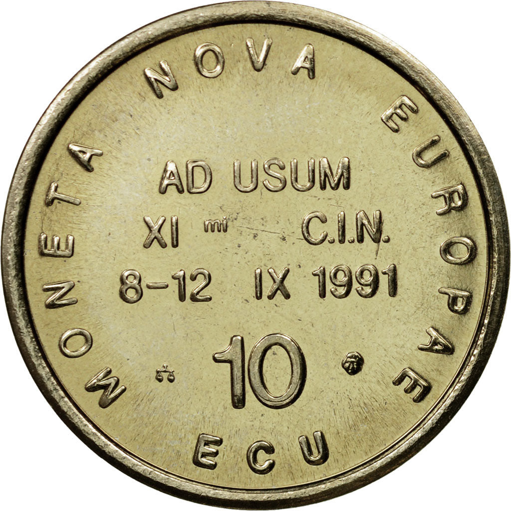 France, Token, 10 Ecu Moneta Nova Europae, 1991, MS(64), Copper