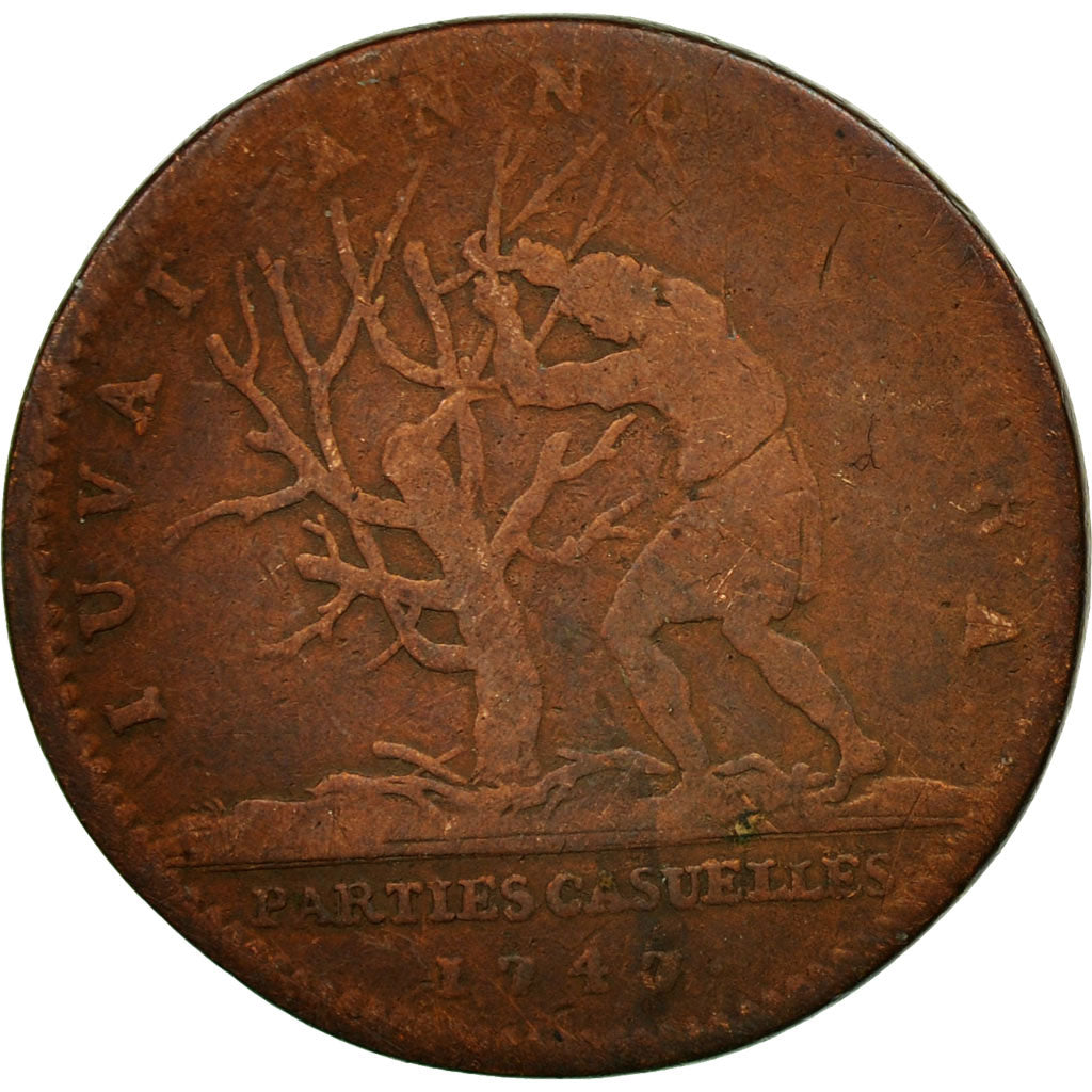 France, Token, Louis XV, Parties et Revenues Casuels, 1747, VF(20-25), Copper