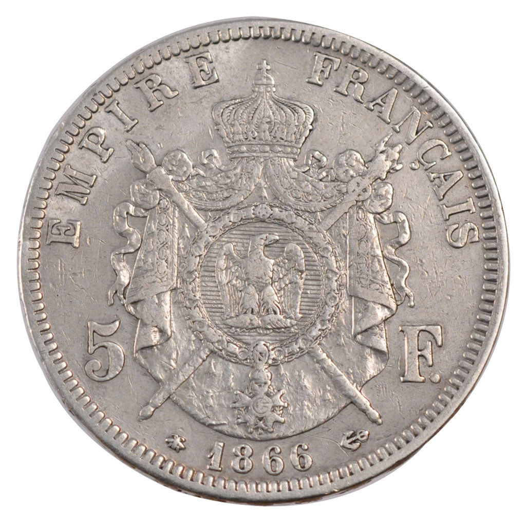 Francia, Napoleon III, Napoléon III, 5 Francs, 1866, Paris, BB+, Argento, KM...