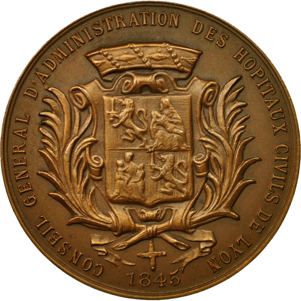 France, Medal, Hôpitaux Civils de Lyon, Childebert, Schmitt, MS(63), Bronze