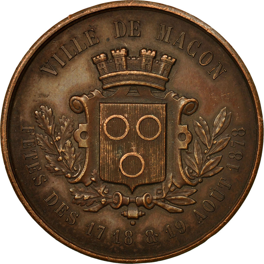 France, Medal, Inauguration de la Statue de Lamartine, Mâcon, 1878, AU(50-53)