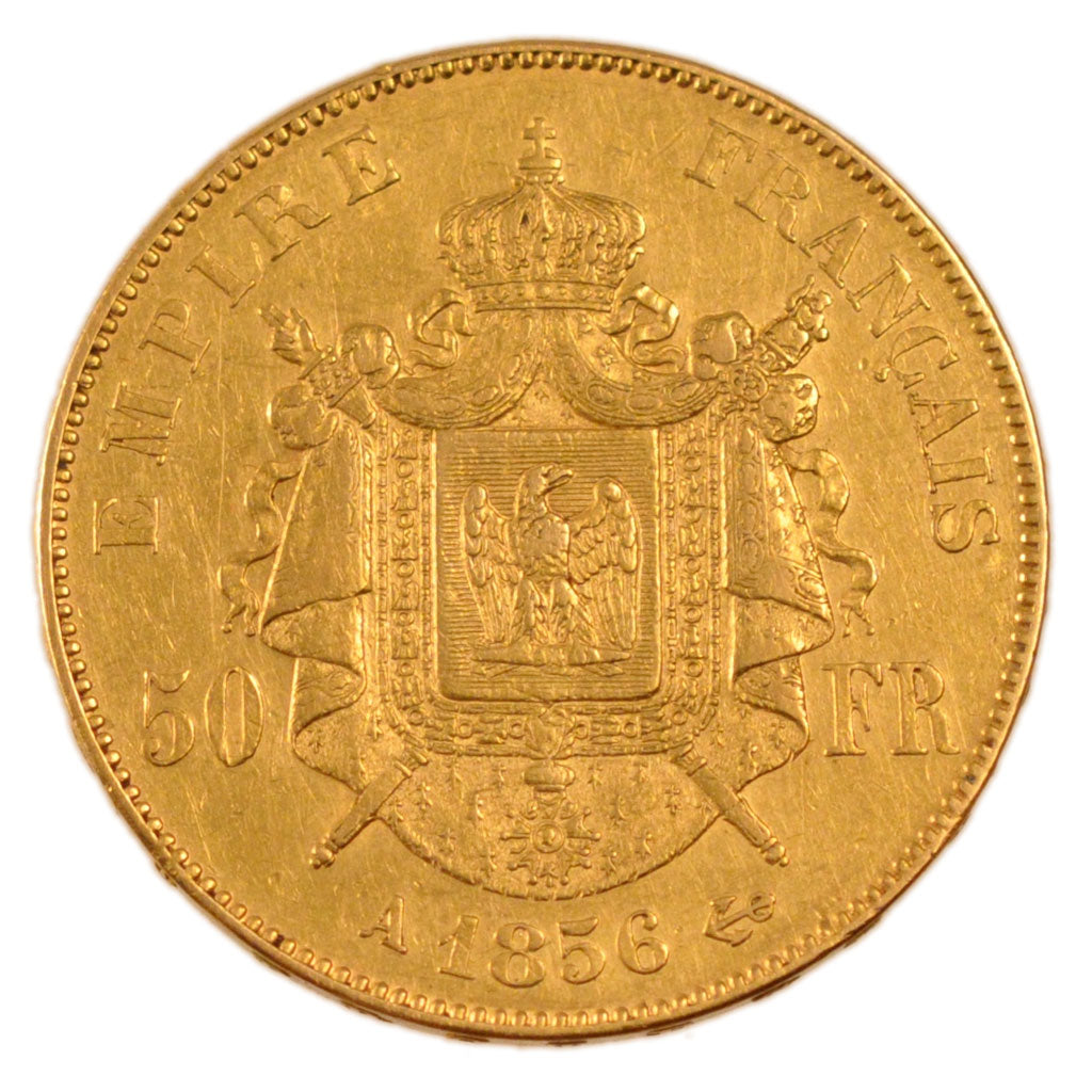 FRANCE, Napoléon III, 50 Francs, 1856, Paris, KM #785.1, AU(50-53), Gold, Gadour