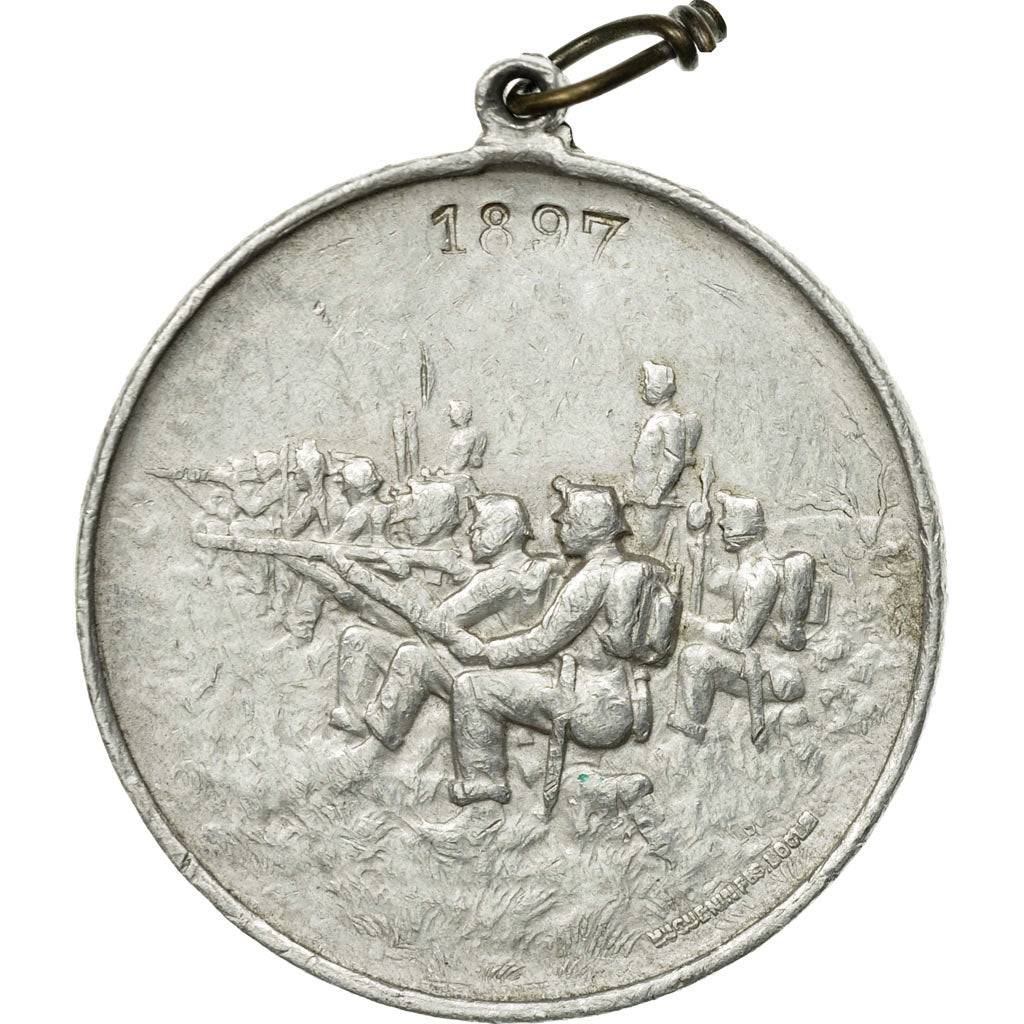 Francia, medaglia, Tir Militaire, Colombier, 1897, Huguenin, BB, Alluminio