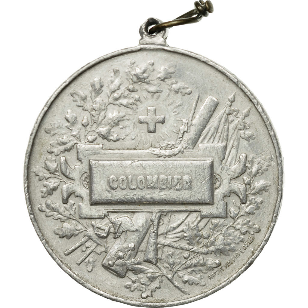 Francia, medaglia, Tir Militaire, Colombier, 1897, Huguenin, BB, Alluminio
