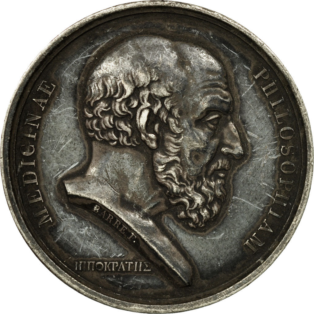 Frankrijk, Medaille, Médecine, Hippocrate, Lyon, Barre, PR, Zilver