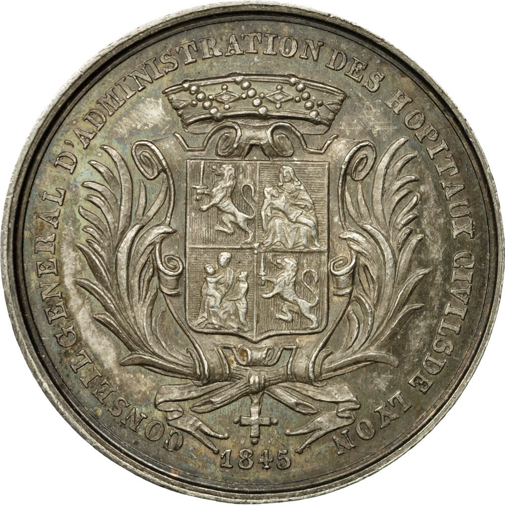 France, Medal, Hôpitaux Civils de Lyon, Childebert, AU(55-58), Silver