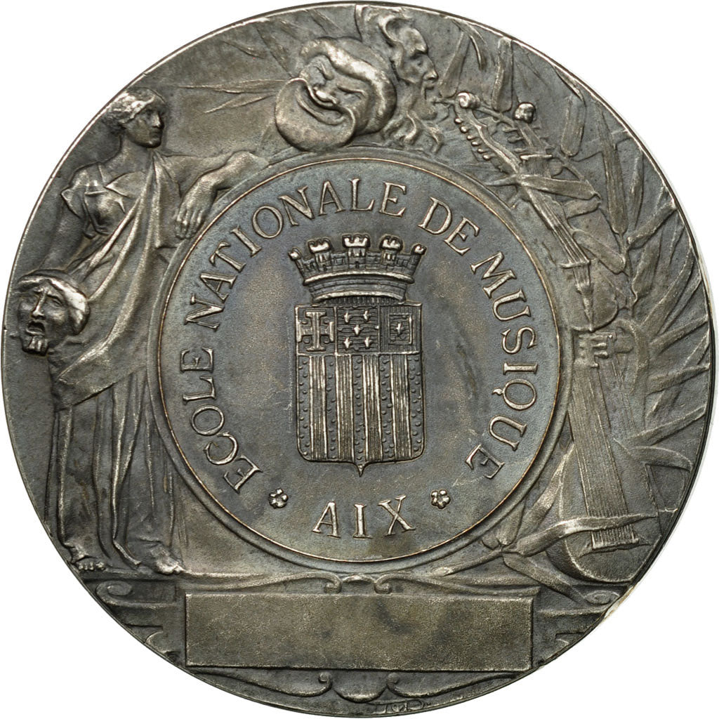 France, Medal, Ecole Nationale de Musique d'Aix, Rivet, MS(60-62), Silvered