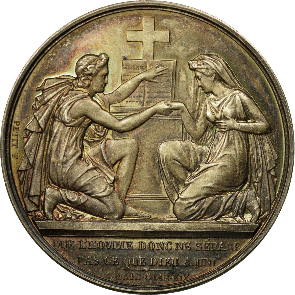 France, Medal, Mariage, Religion, 1857, Petit, MS(60-62), Vermeil